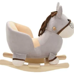 vidaXL Âne à bascule avec dossier Peluche 60x32x55 cm Gris