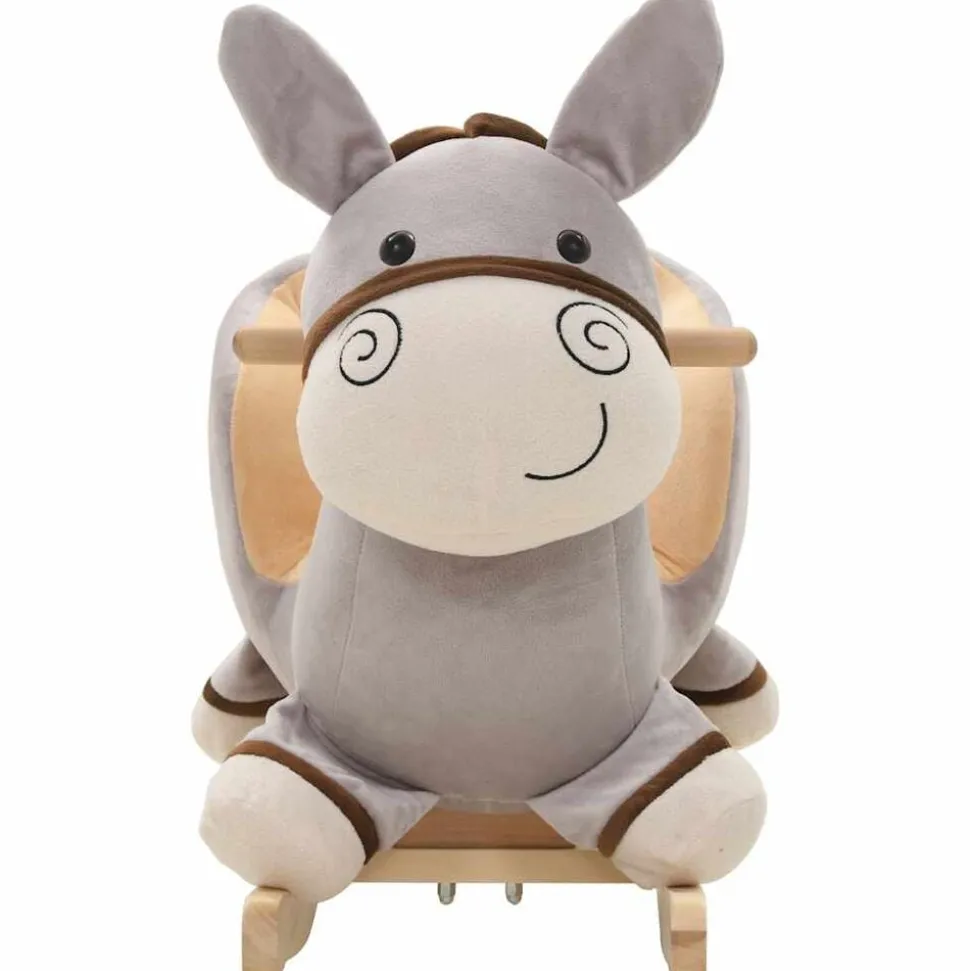 vidaXL Âne à bascule avec dossier Peluche 60x32x55 cm Gris