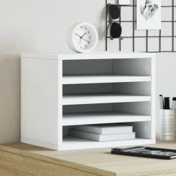 vidaXL Organisateur de bureau blanc 36x26x29,5 cm bois d'ingénierie