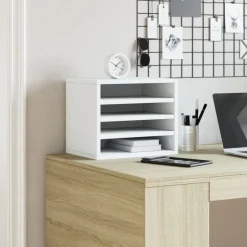 vidaXL Organisateur de bureau blanc 36x26x29,5 cm bois d'ingénierie