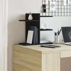vidaXL Organisateur de bureau noir 42x21,5x42 cm bois d'ingénierie