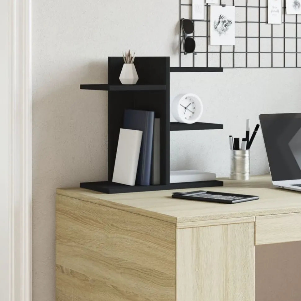 vidaXL Organisateur de bureau noir 42x21,5x42 cm bois d'ingénierie