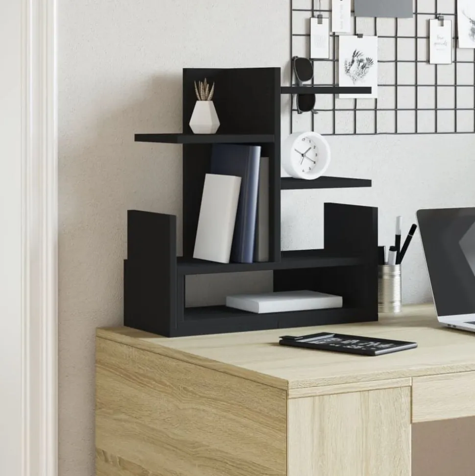 vidaXL Organisateur de bureau noir 49x20x52,5 cm bois d'ingénierie