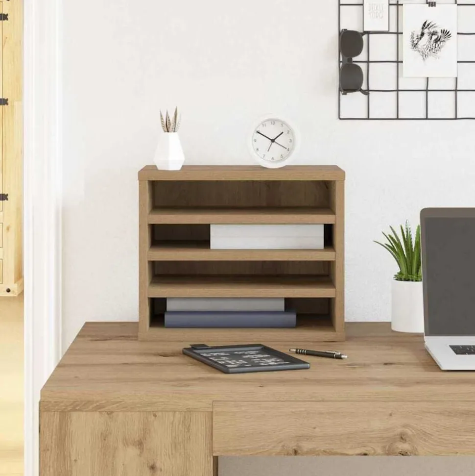 vidaXL Organiseur de bureau Chêne artisanal 36 x 26 x 29,5 cm