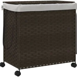 vidaXL Panier à linge avec roulettes marron foncé 60x35x60,5 cm