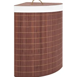 vidaXL Panier à linge d'angle Bambou Marron 60 L