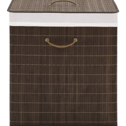vidaXL Panier à linge rectangulaire Bambou Marron foncé