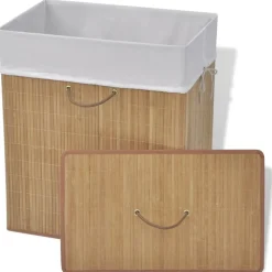 vidaXL Panier à linge rectangulaire Bambou Naturel
