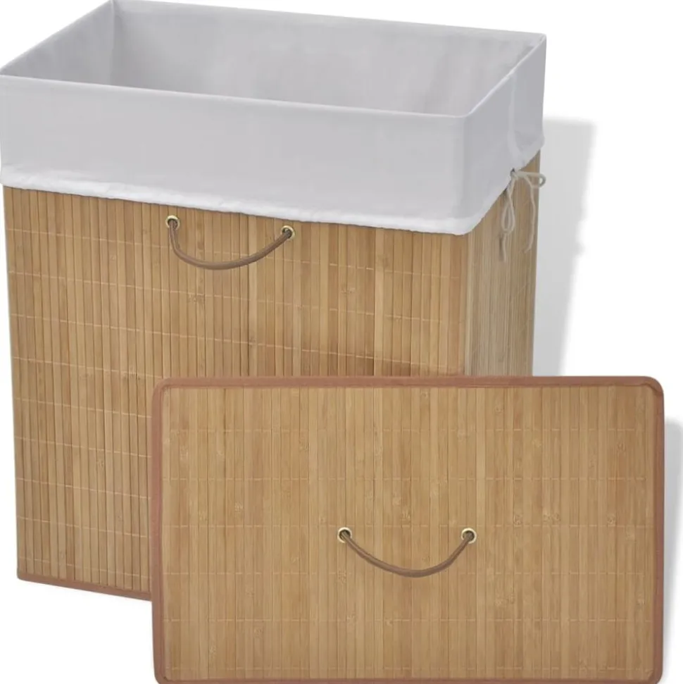 vidaXL Panier à linge rectangulaire Bambou Naturel