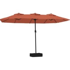 vidaXL Parasol de jardin à double tête avec LED terre cuite 449x265 cm