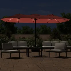 vidaXL Parasol de jardin à double tête avec LED terre cuite 449x265 cm