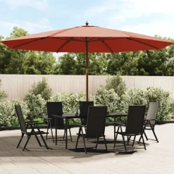vidaXL Parasol de jardin avec mât en bois terre cuite 400x273 cm