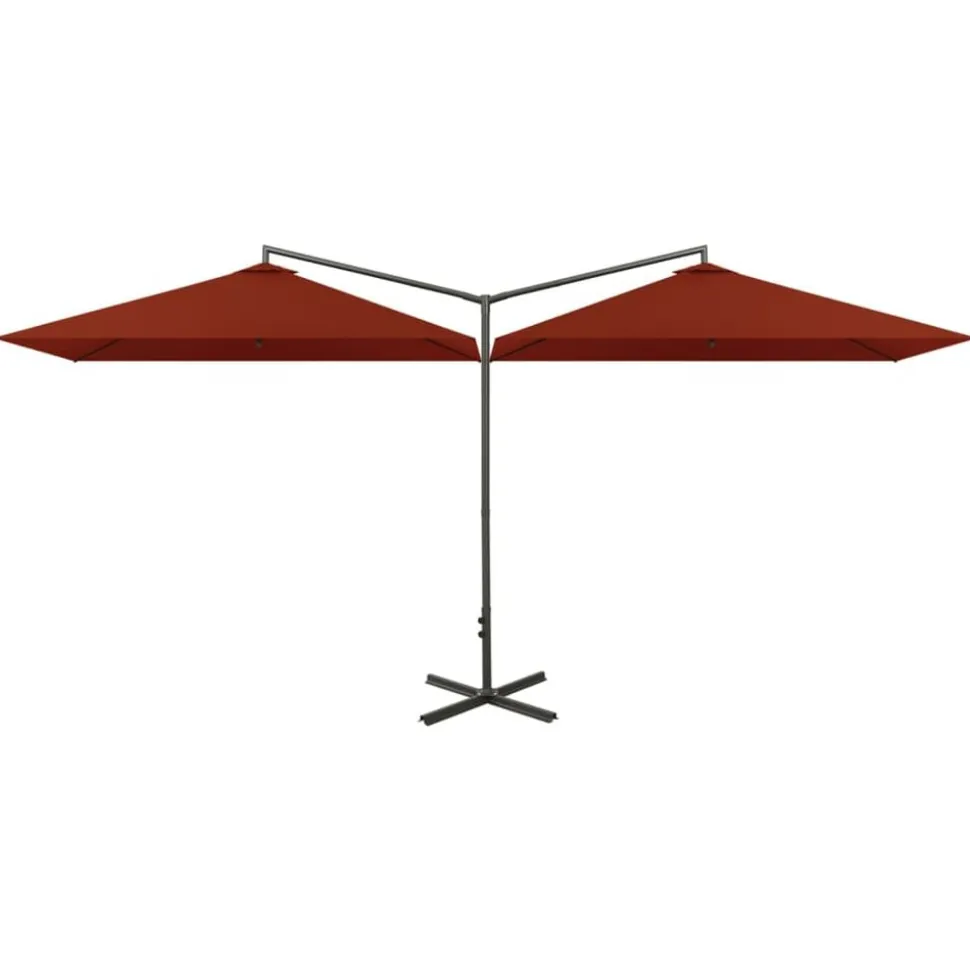 vidaXL Parasol de jardin double et mât en acier terre cuite 600x300 cm