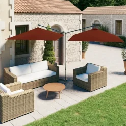 vidaXL Parasol de jardin double et mât en acier terre cuite 600x300 cm