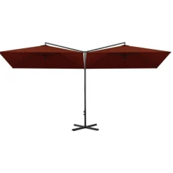 vidaXL Parasol de jardin double et mât en acier terre cuite 600x300 cm
