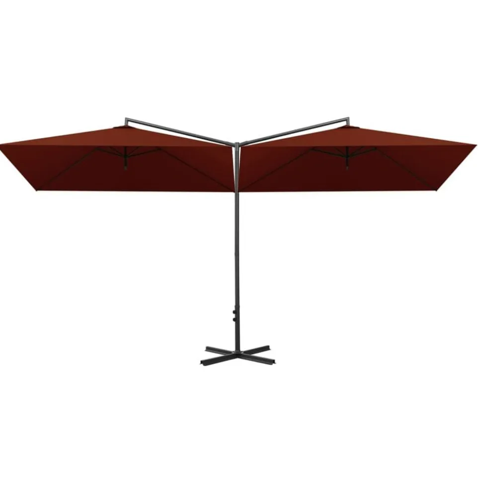 vidaXL Parasol de jardin double et mât en acier terre cuite 600x300 cm