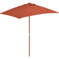 vidaXL Parasol d'extérieur avec mât en bois 150x200 cm Terre cuite