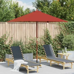 vidaXL Parasol d'extérieur avec mât en bois 150x200 cm Terre cuite