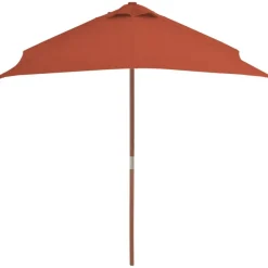 vidaXL Parasol d'extérieur avec mât en bois 150x200 cm Terre cuite