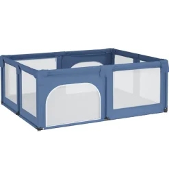 vidaXL Parc pour bébé avec 2 portes Bleu clair Tissu Oxford