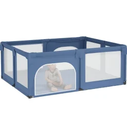 vidaXL Parc pour bébé avec 2 portes Bleu clair Tissu Oxford