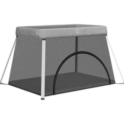 vidaXL Parc pour bébé avec matelas Gris clair Tissu de lin