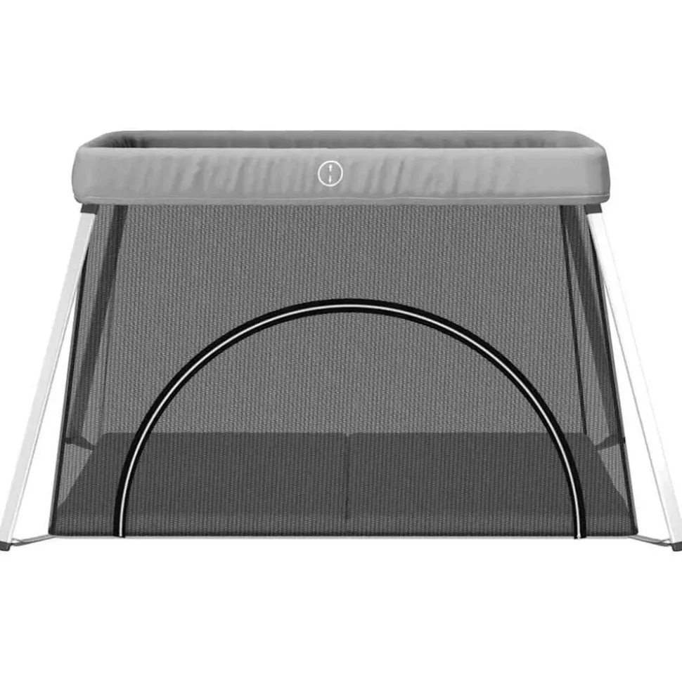 vidaXL Parc pour bébé avec matelas Gris clair Tissu de lin