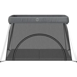 vidaXL Parc pour bébé avec matelas Gris foncé Tissu de lin