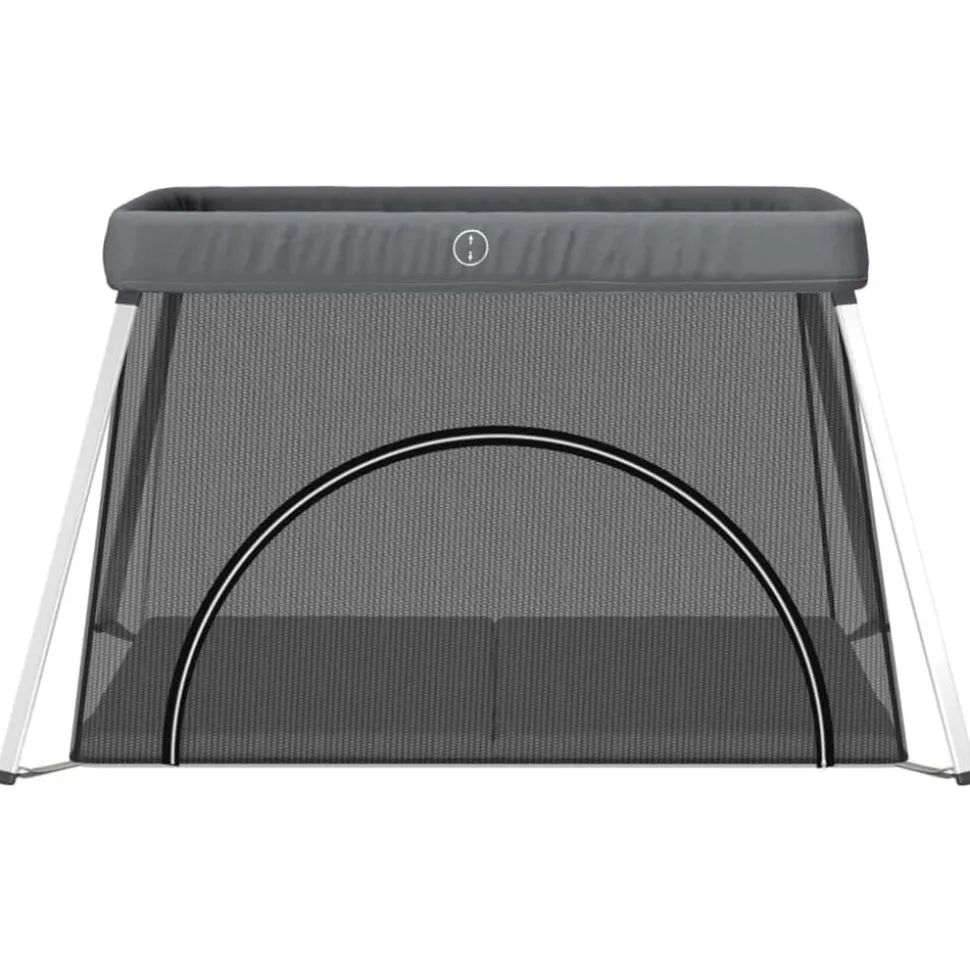 vidaXL Parc pour bébé avec matelas Gris foncé Tissu de lin