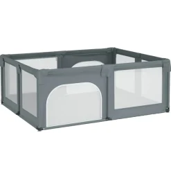 vidaXL Parc pour bébé avec 2 portes Gris clair Tissu Oxford