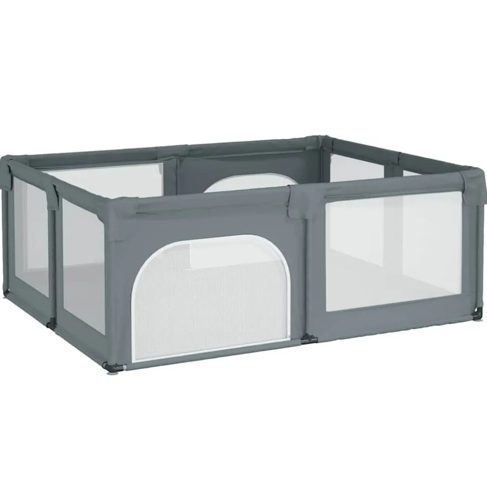 vidaXL Parc pour bébé avec 2 portes Gris clair Tissu Oxford