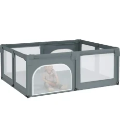 vidaXL Parc pour bébé avec 2 portes Gris clair Tissu Oxford