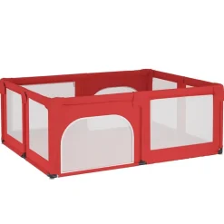 vidaXL Parc pour bébé avec 2 portes Rouge Tissu Oxford