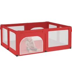 vidaXL Parc pour bébé avec 2 portes Rouge Tissu Oxford