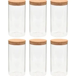 vidaXL 6pcs Pots de conservation en verre et couvercle en liège 1400ml
