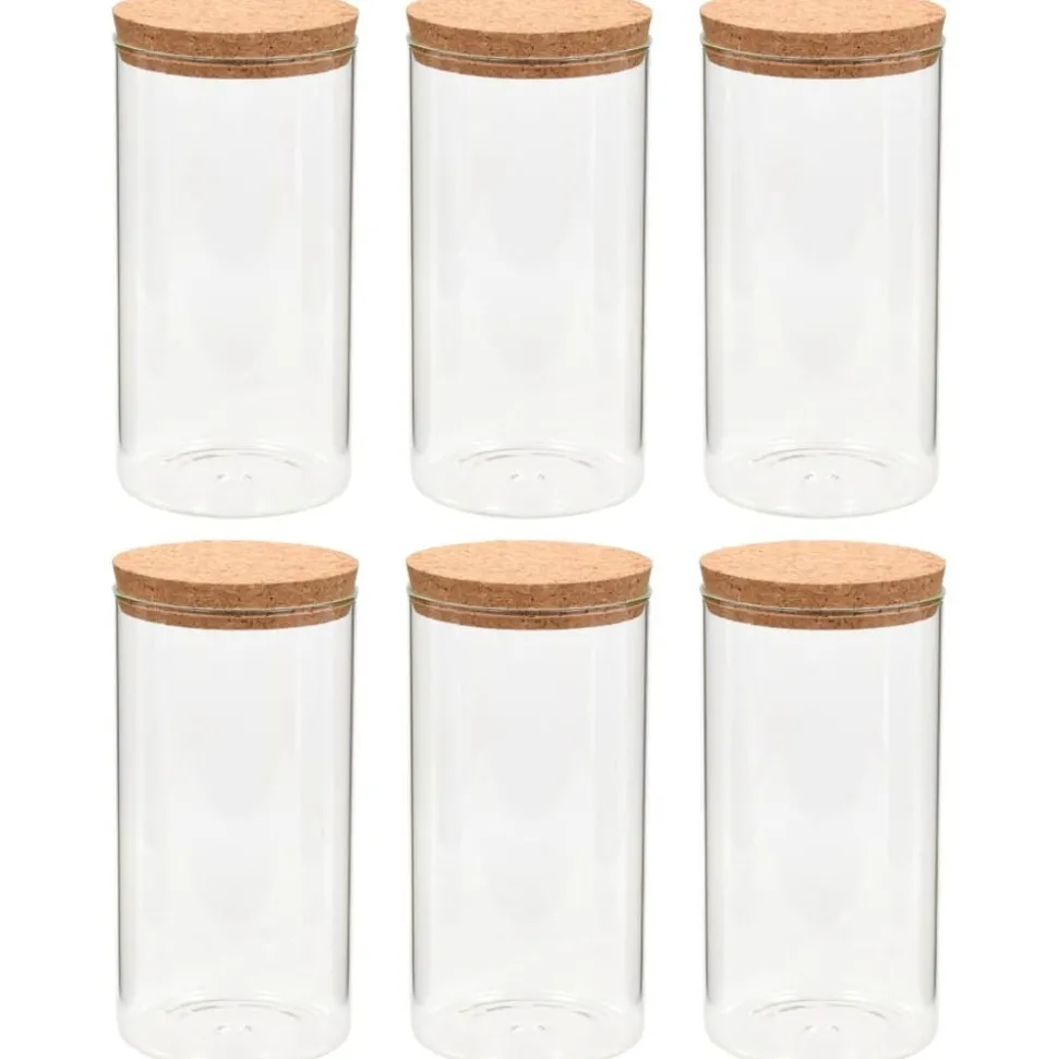 vidaXL 6pcs Pots de conservation en verre et couvercle en liège 1400ml