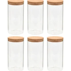 vidaXL 6pcs Pots de conservation en verre et couvercle en liège 1100ml