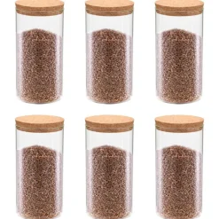 vidaXL 6pcs Pots de conservation en verre et couvercle en liège 1100ml