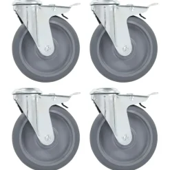 vidaXL 4pcs Roulettes pivotantes à trou de boulon à double frein 125mm