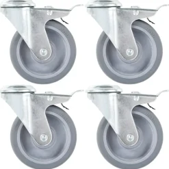 vidaXL 4pcs Roulettes pivotantes à trou de boulon à double frein 100mm