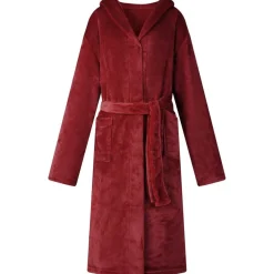 vidaXL Peignoir avec capuche Rouge Bordeaux s Flanelle