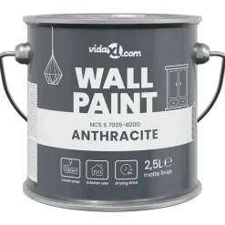 vidaXL Peinture murale Gris 2,5 L Impression murale