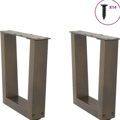 vidaXL Pieds de table basse en forme de V, 2 pièces, acier naturel, 30 x (30-31,3) cm