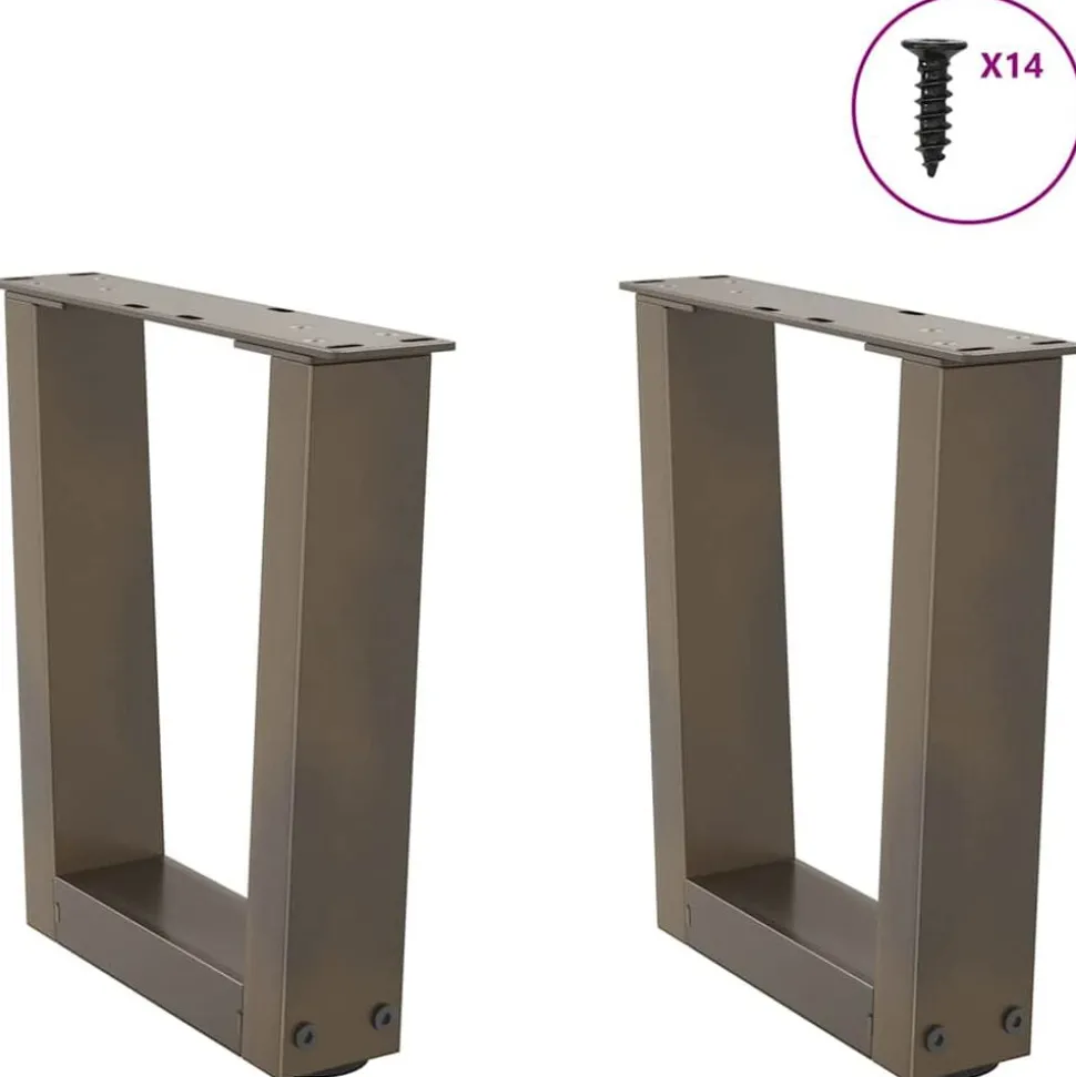 vidaXL Pieds de table basse en forme de V, 2 pièces, acier naturel, 30 x (30-31,3) cm