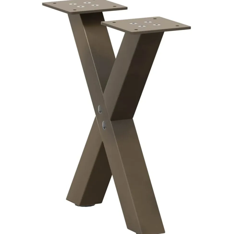 vidaXL Pieds de table basse en forme de X, 2 pièces, acier naturel, 30 x (30-31) cm