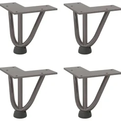 vidaXL Pieds en épingle à cheveux pour table basse 4 pièces Acier naturel 10 cm Acier massif
