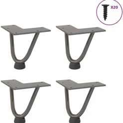 vidaXL Pieds en épingle à cheveux pour table basse 4 pièces Acier naturel 10 cm Acier massif