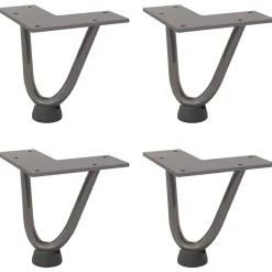 vidaXL Pieds en épingle à cheveux pour table basse 4 pièces Acier naturel 10 cm Acier massif