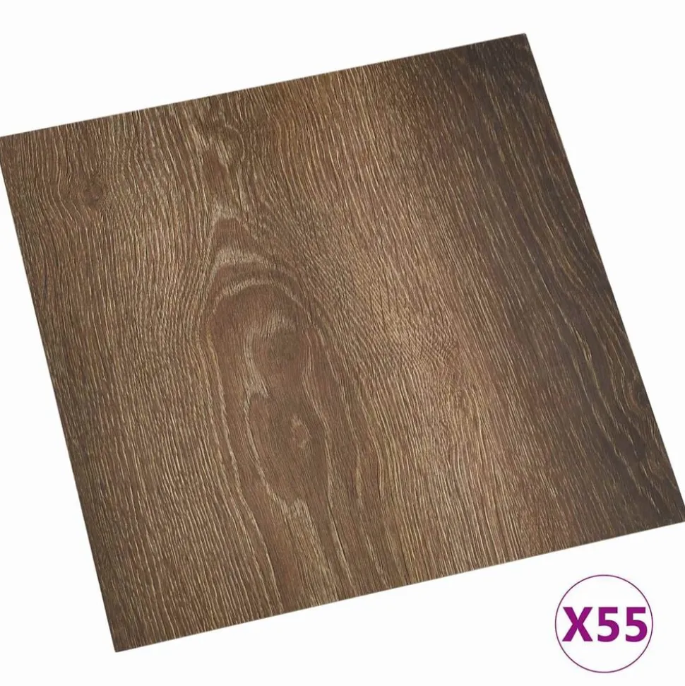 vidaXL Planches de sol 55 pcs Marron 5,11 m² PVC