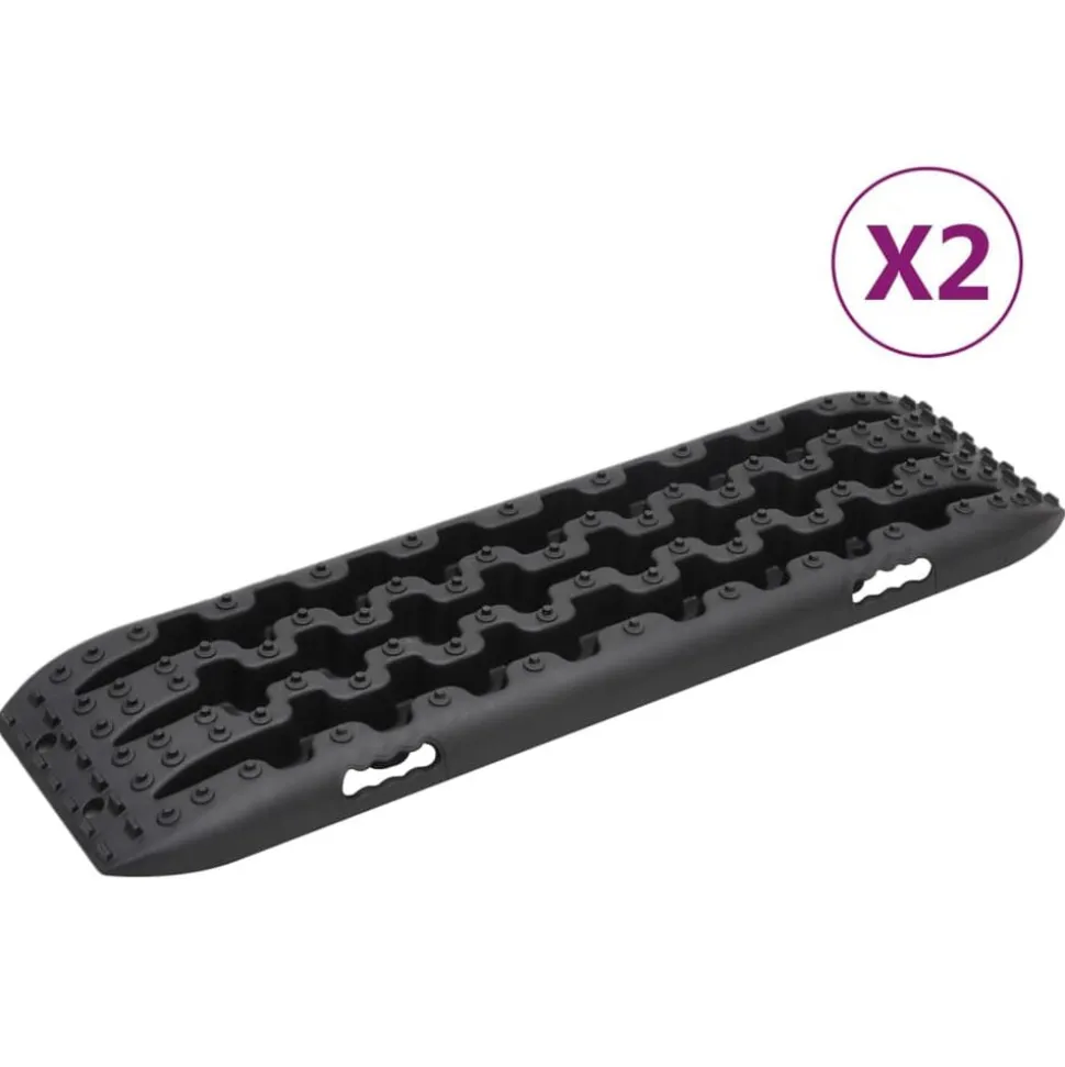 vidaXL Planches de traction 2 pc Noir 106x30,5x7 cm Nylon
